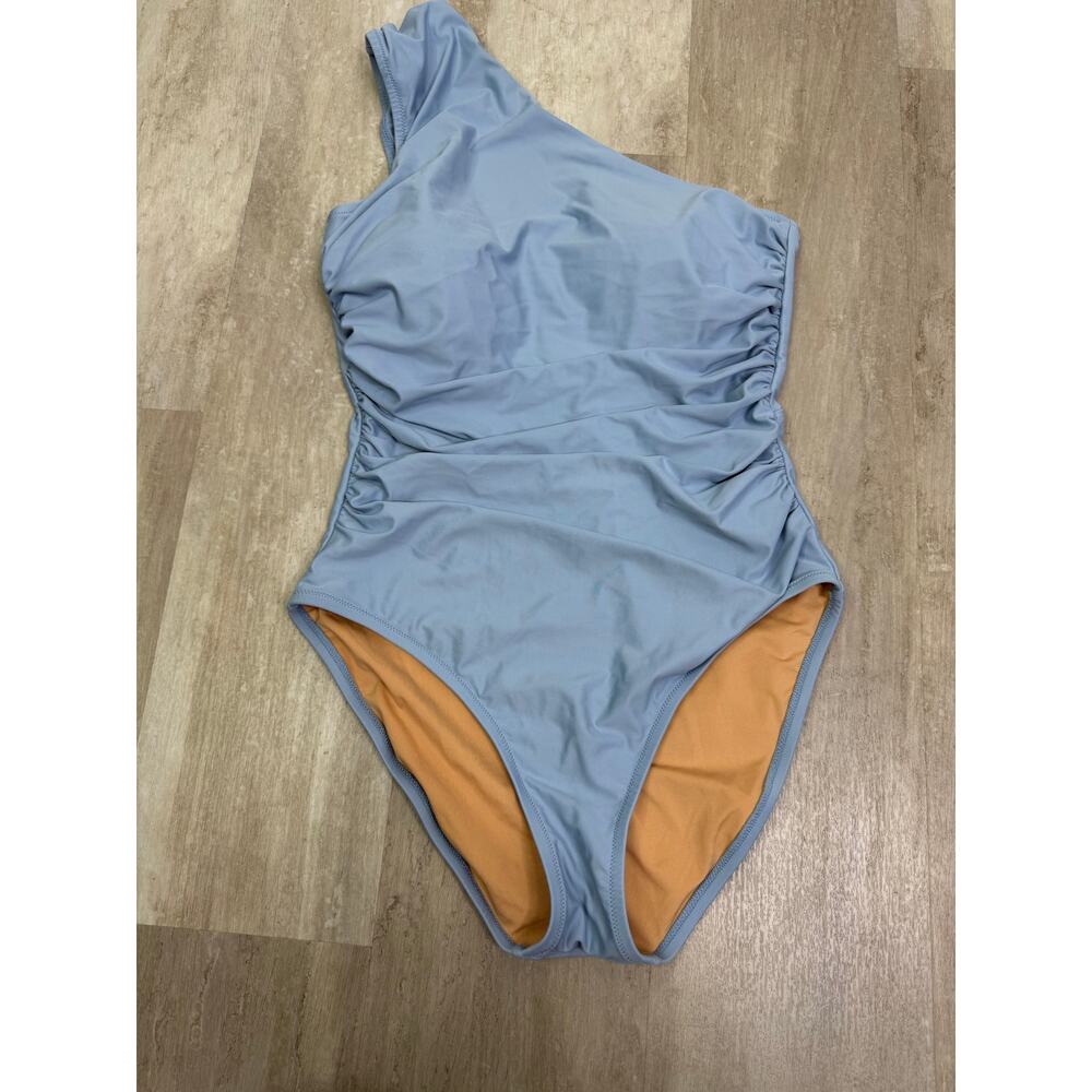 J.Crew Ruched one-shoulder one-piece in Blue Mist Size 10 #BC108 - Picture 2 of 6